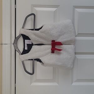 Tommy Bahama White Faux Fur Vest with Red Velvet Ribbon - Size 6